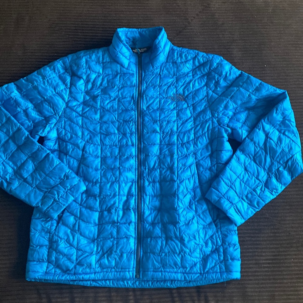 Mens Blue North Face Thermoball Puffer Coat